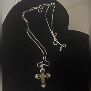 Virgins Saints & Angels Gold and Silver Cross Necklace